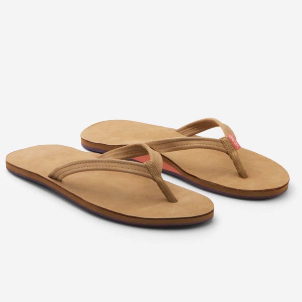 Hari Mari Women's Fields Tan / Fig flipflops, Size 8